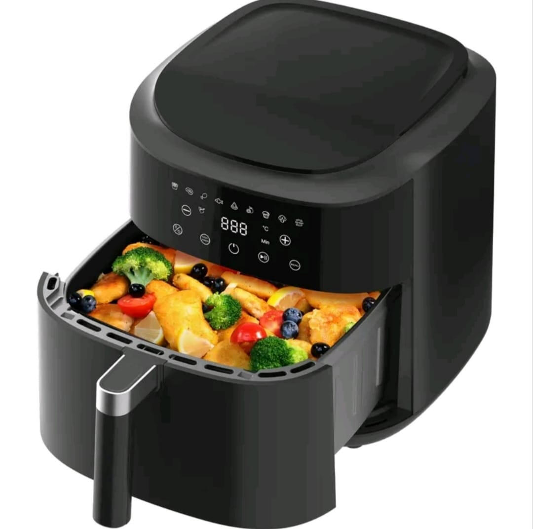 Eine leistungsstarke 9L-Heißluftfritteuse für gesundes und knuspriges Kochen. Warum kaufen? Mit 2350W Leistung und 360°-Umluft wird Ihr Essen schnell und gleichmäßig gar. Bedienung: Einfache Auswahl aus 9 voreingestellten Programmen (Pommes, Fleisch, Fisch
